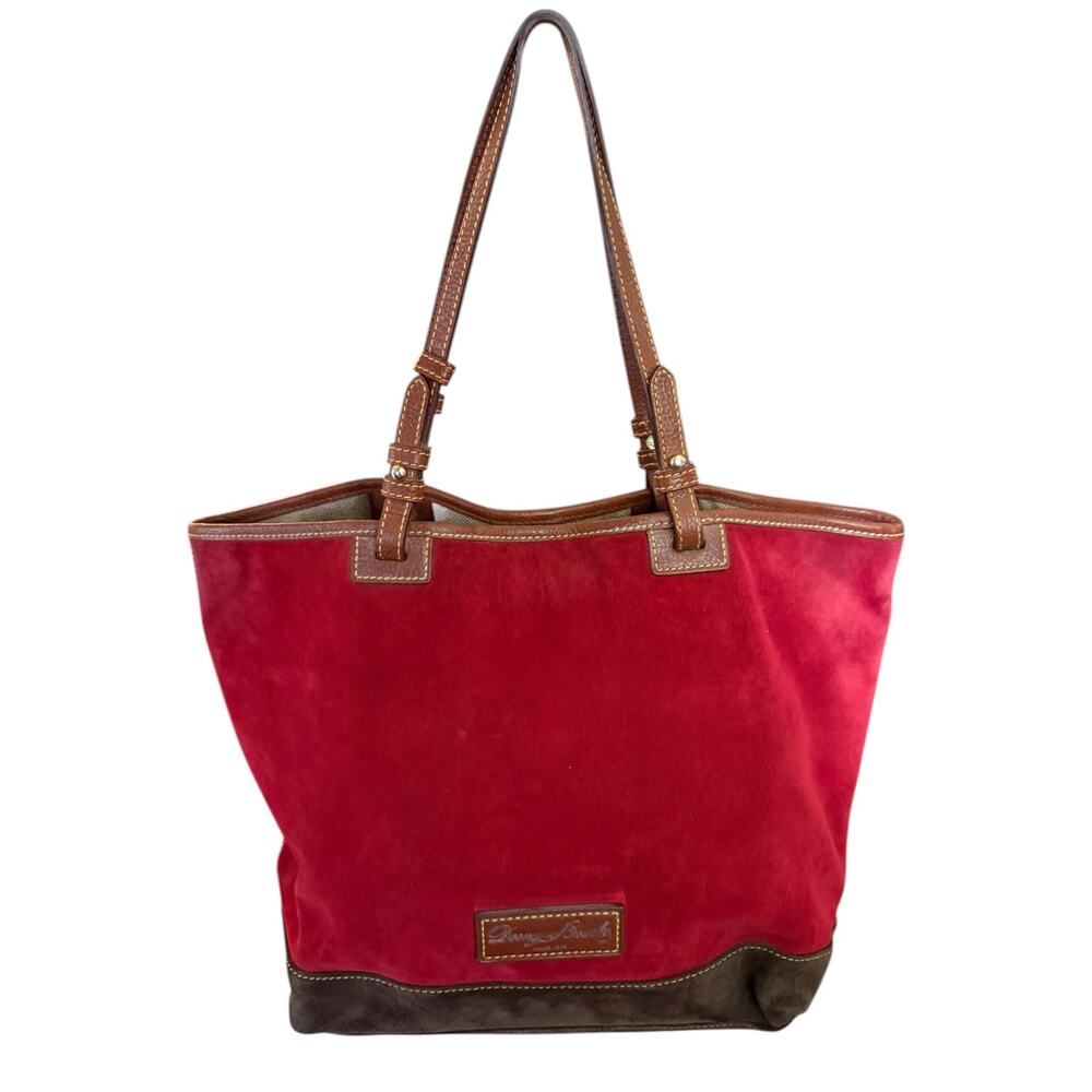 Dooney & Bourke Red Brown Suede Leather Tote Purse